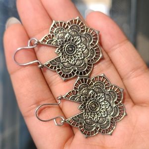 Boho silver earrings
